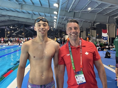 A Canadian coach and swimmer at a national competition (placeholder — final imagery to come from CSCA archive)